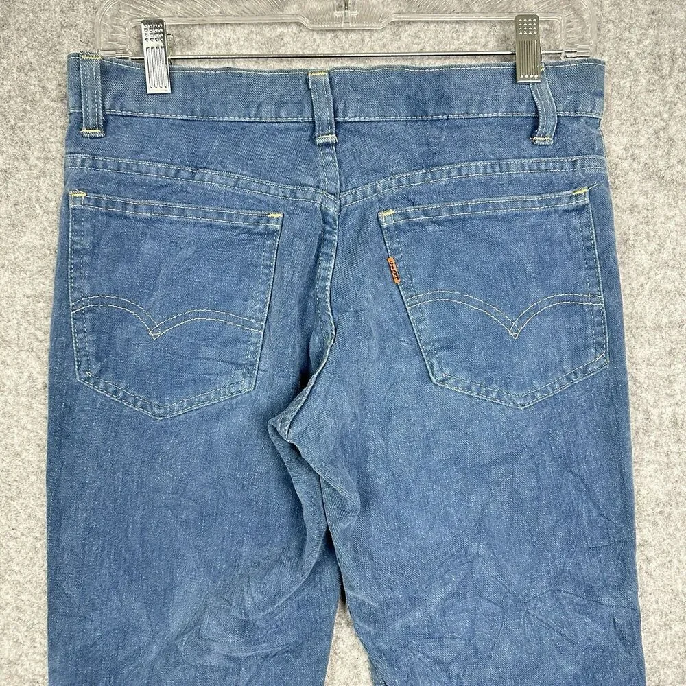VTG 70s Levis 784 Big E Orange Tab Jeans 30 Big Bell Flare Soft Denim Talon READ